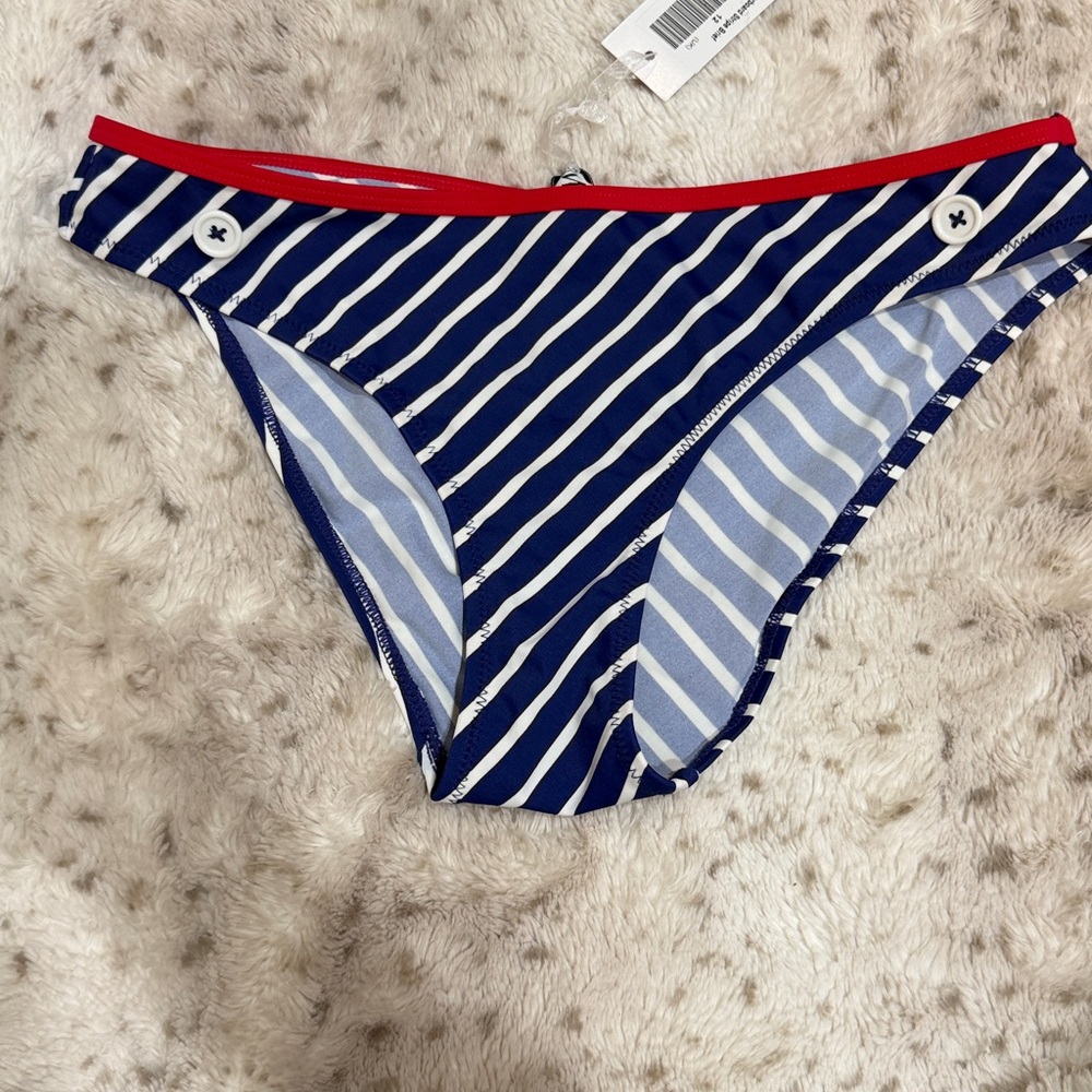 Pour Moi Striped Blue and White Bikini Bottom